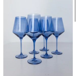 Estelle colored wine stemed glasses in cobalt blue